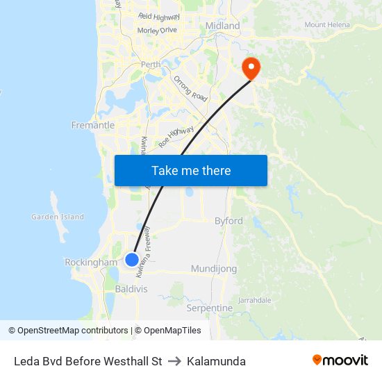 Leda Bvd Before Westhall St to Kalamunda map