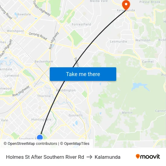 Holmes St After Southern River Rd to Kalamunda map