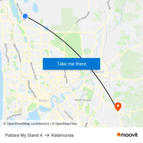 Paltara Wy Stand 4 to Kalamunda map