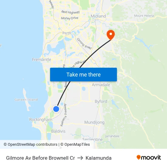 Gilmore Av Before Brownell Cr to Kalamunda map