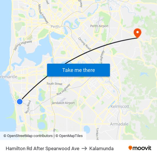 Hamilton Rd After Spearwood Ave to Kalamunda map