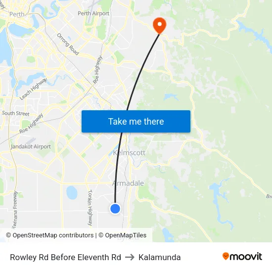Rowley Rd Before Eleventh Rd to Kalamunda map
