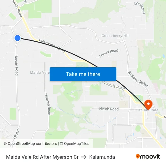 Maida Vale Rd After Myerson Cr to Kalamunda map