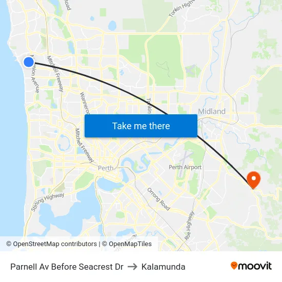 Parnell Av Before Seacrest Dr to Kalamunda map