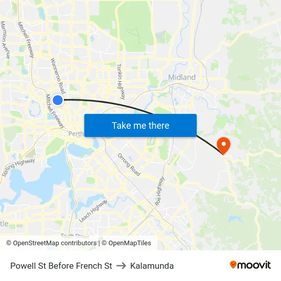 Powell St Before French St to Kalamunda map