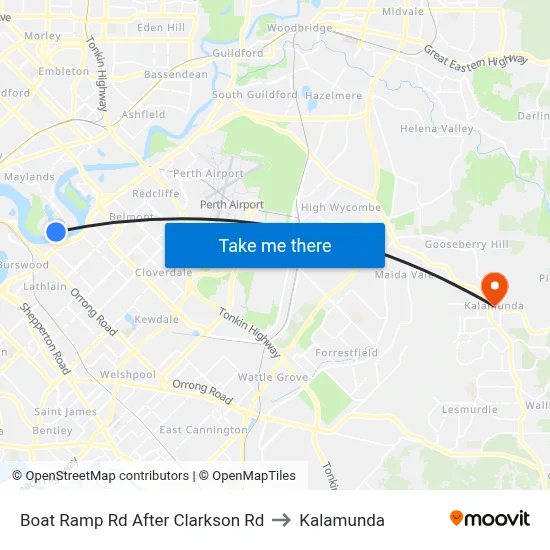 Boat Ramp Rd After Clarkson Rd to Kalamunda map