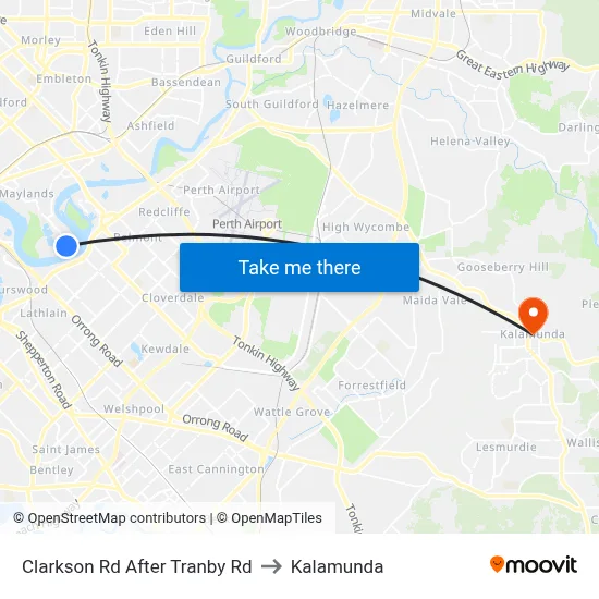 Clarkson Rd After Tranby Rd to Kalamunda map