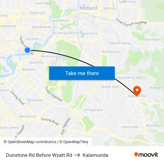 Dunstone Rd Before Wyatt Rd to Kalamunda map