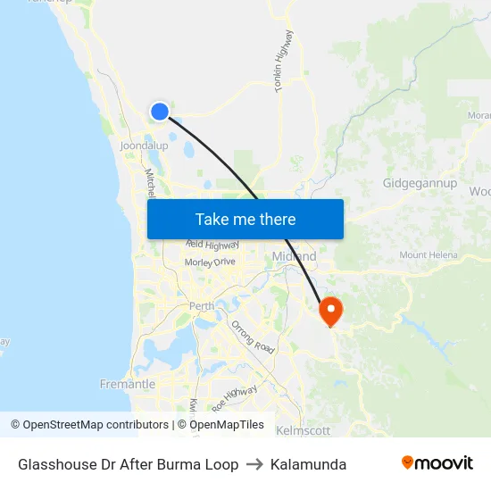 Glasshouse Dr After Burma Loop to Kalamunda map
