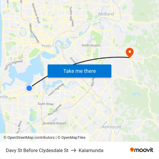 Davy St Before Clydesdale St to Kalamunda map