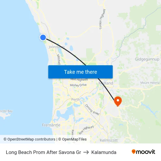 Long Beach Prom After Savona Gr to Kalamunda map