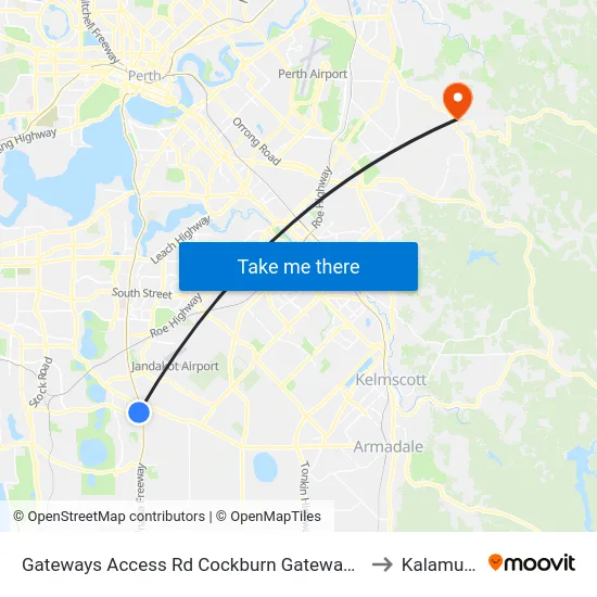 Gateways Access Rd Cockburn Gateway Shop Ctr to Kalamunda map