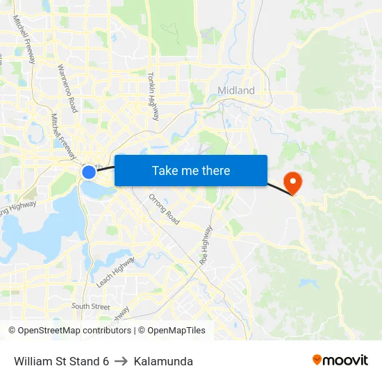 William St Stand 6 to Kalamunda map