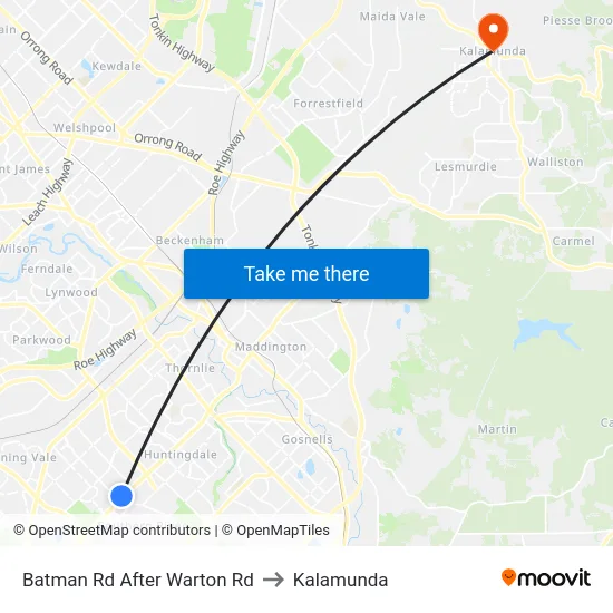 Batman Rd After Warton Rd to Kalamunda map