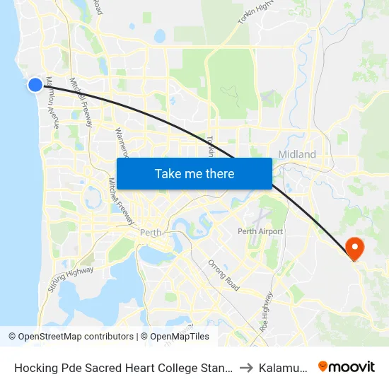 Hocking Pde Sacred Heart College Stand 1 & 2 to Kalamunda map