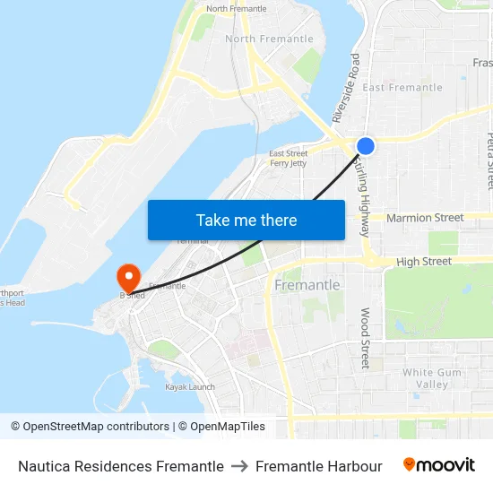 Nautica Residences Fremantle to Fremantle Harbour map