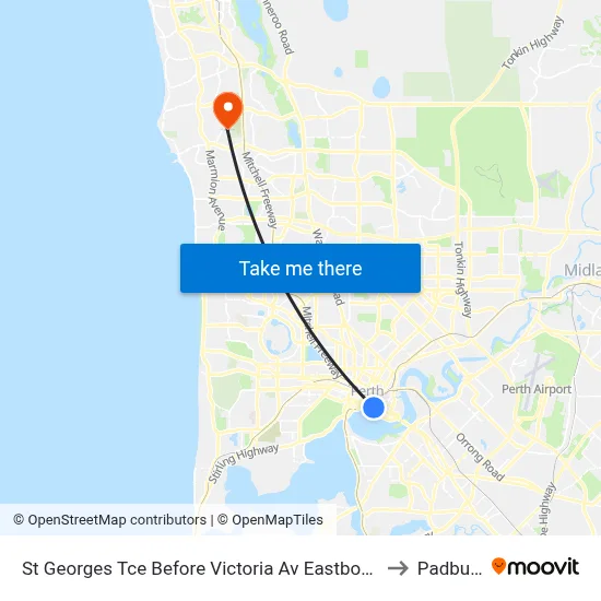 St Georges Tce Before Victoria Av Eastbound to Padbury map