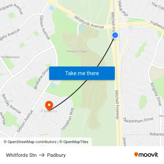 Whitfords Stn to Padbury map