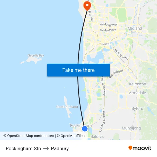 Rockingham Stn to Padbury map