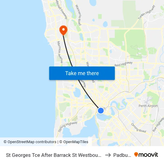 St Georges Tce After Barrack St Westbound to Padbury map