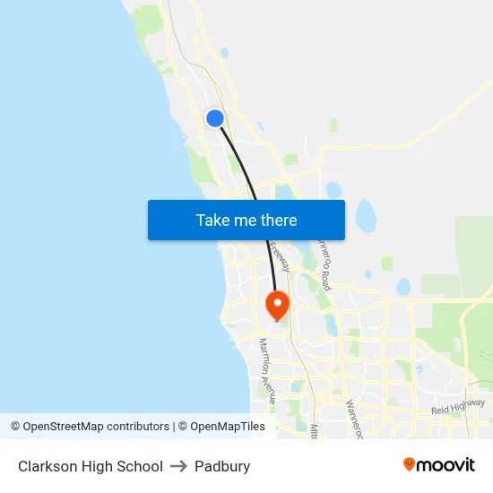 Clarkson High School to Padbury map