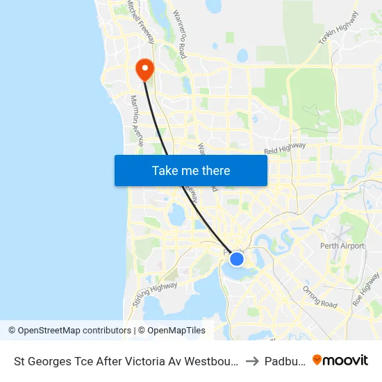 St Georges Tce After Victoria Av Westbound to Padbury map