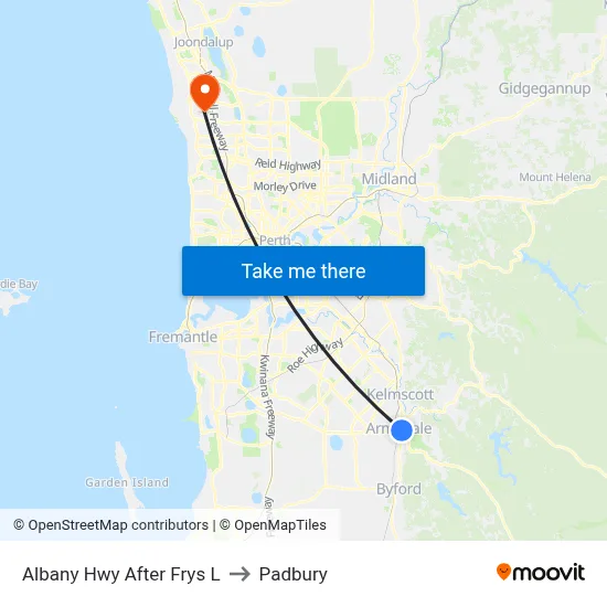 Albany Hwy After Frys L to Padbury map