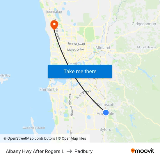 Albany Hwy After Rogers L to Padbury map