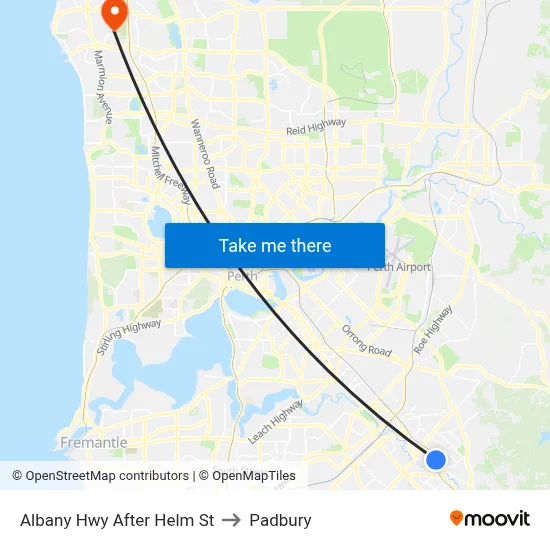 Albany Hwy After Helm St to Padbury map