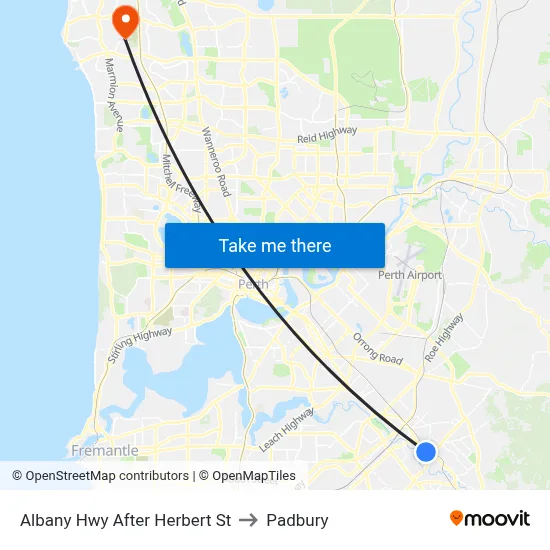 Albany Hwy After Herbert St to Padbury map