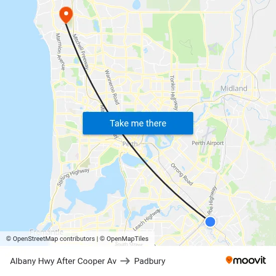 Albany Hwy After Cooper Av to Padbury map