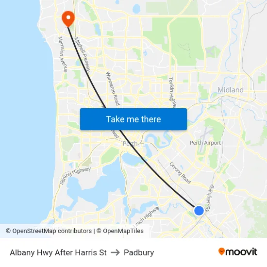 Albany Hwy After Harris St to Padbury map