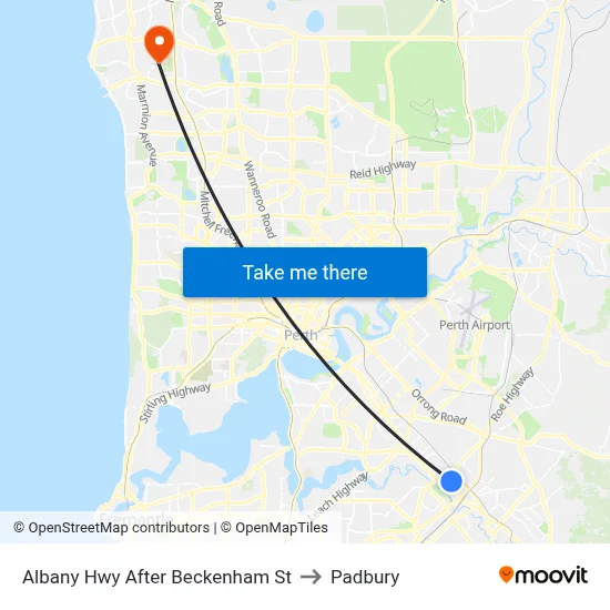 Albany Hwy After Beckenham St to Padbury map