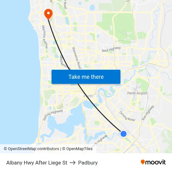 Albany Hwy After Liege St to Padbury map