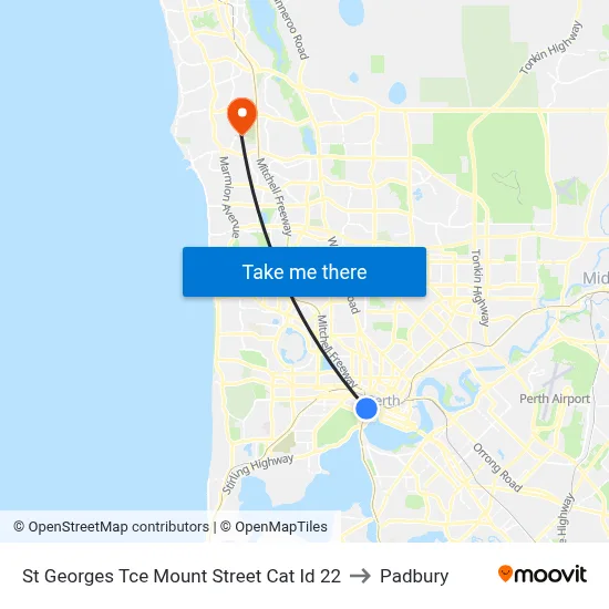 St Georges Tce Mount Street Cat Id 22 to Padbury map