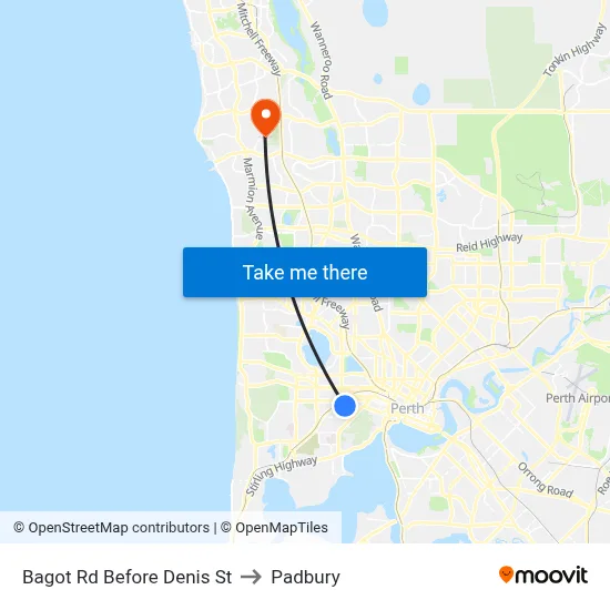 Bagot Rd Before Denis St to Padbury map