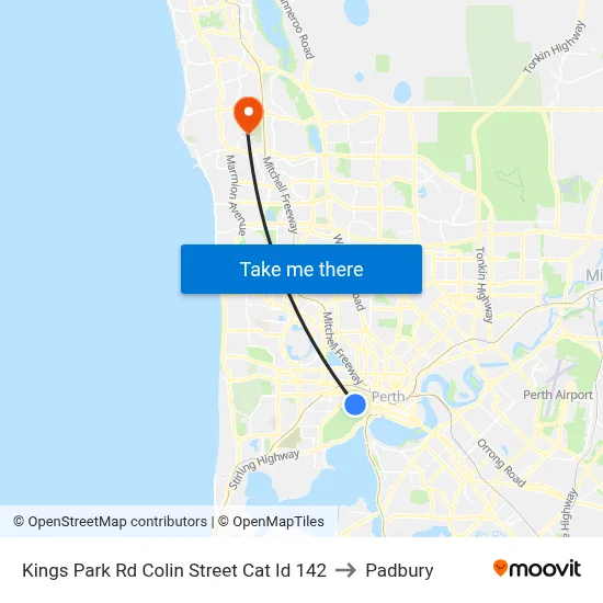 Kings Park Rd Colin Street Cat Id 142 to Padbury map