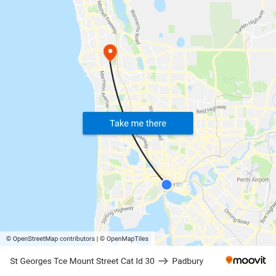 St Georges Tce Mount Street Cat Id 30 to Padbury map