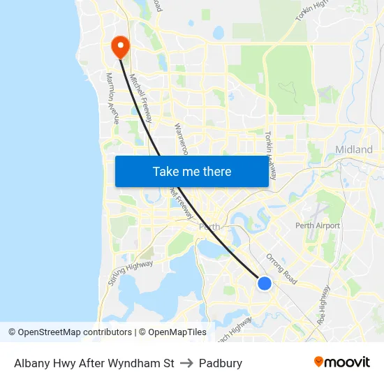 Albany Hwy After Wyndham St to Padbury map