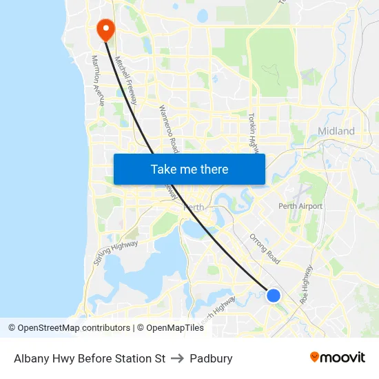 Albany Hwy Before Station St to Padbury map