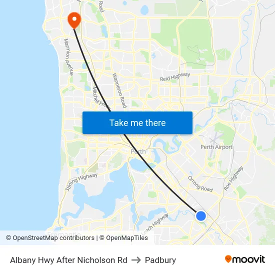 Albany Hwy After Nicholson Rd to Padbury map