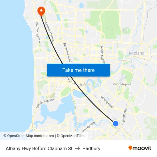 Albany Hwy Before Clapham St to Padbury map