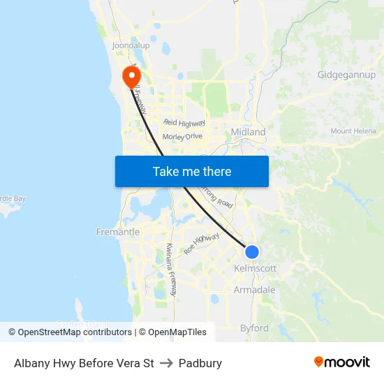 Albany Hwy Before Vera St to Padbury map