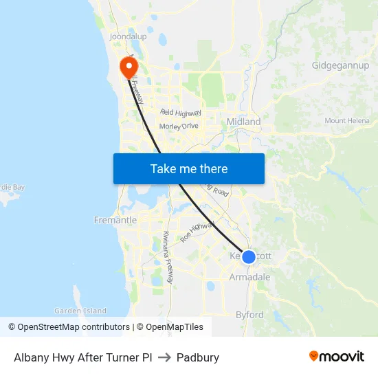 Albany Hwy After Turner Pl to Padbury map
