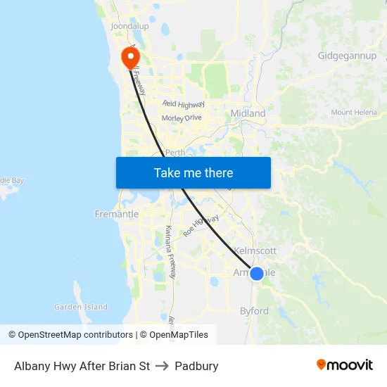 Albany Hwy After Brian St to Padbury map