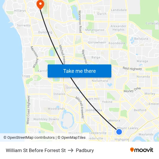 William St Before Forrest St to Padbury map
