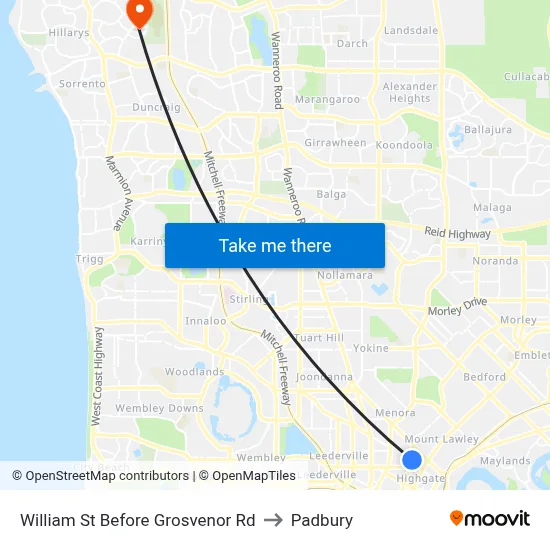 William St Before Grosvenor Rd to Padbury map
