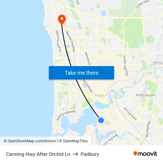 Canning Hwy After Orchid Ln to Padbury map