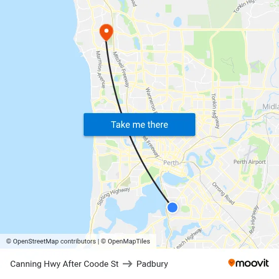 Canning Hwy After Coode St to Padbury map
