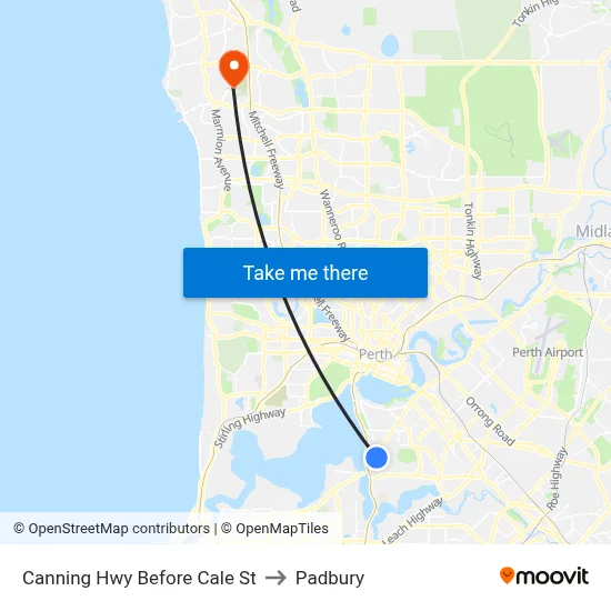 Canning Hwy Before Cale St to Padbury map